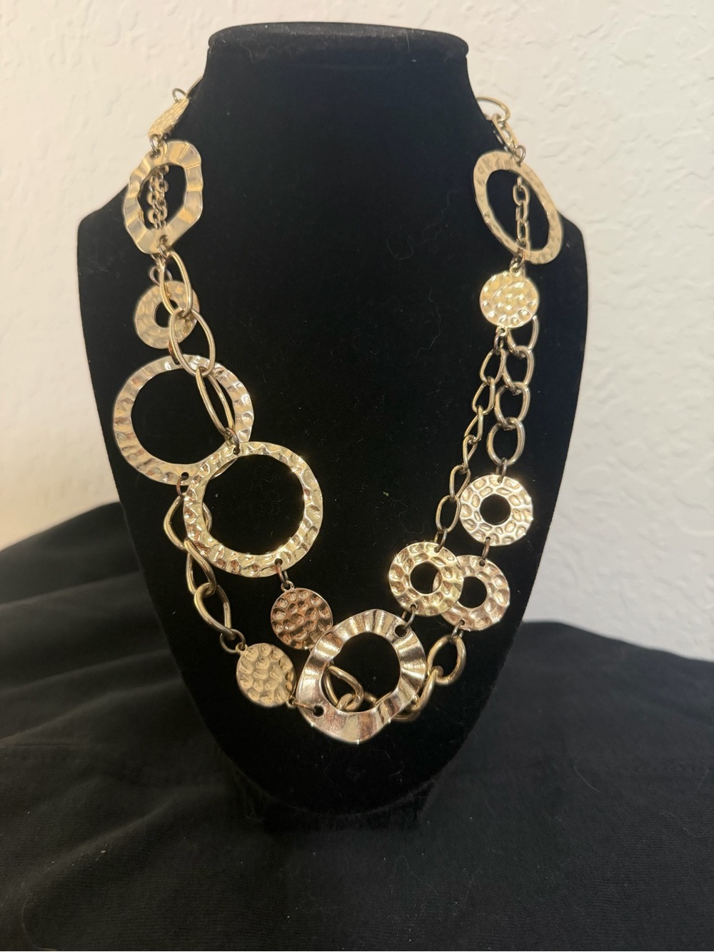 Chico's Gold-Tone Hammered Circle Link Necklace